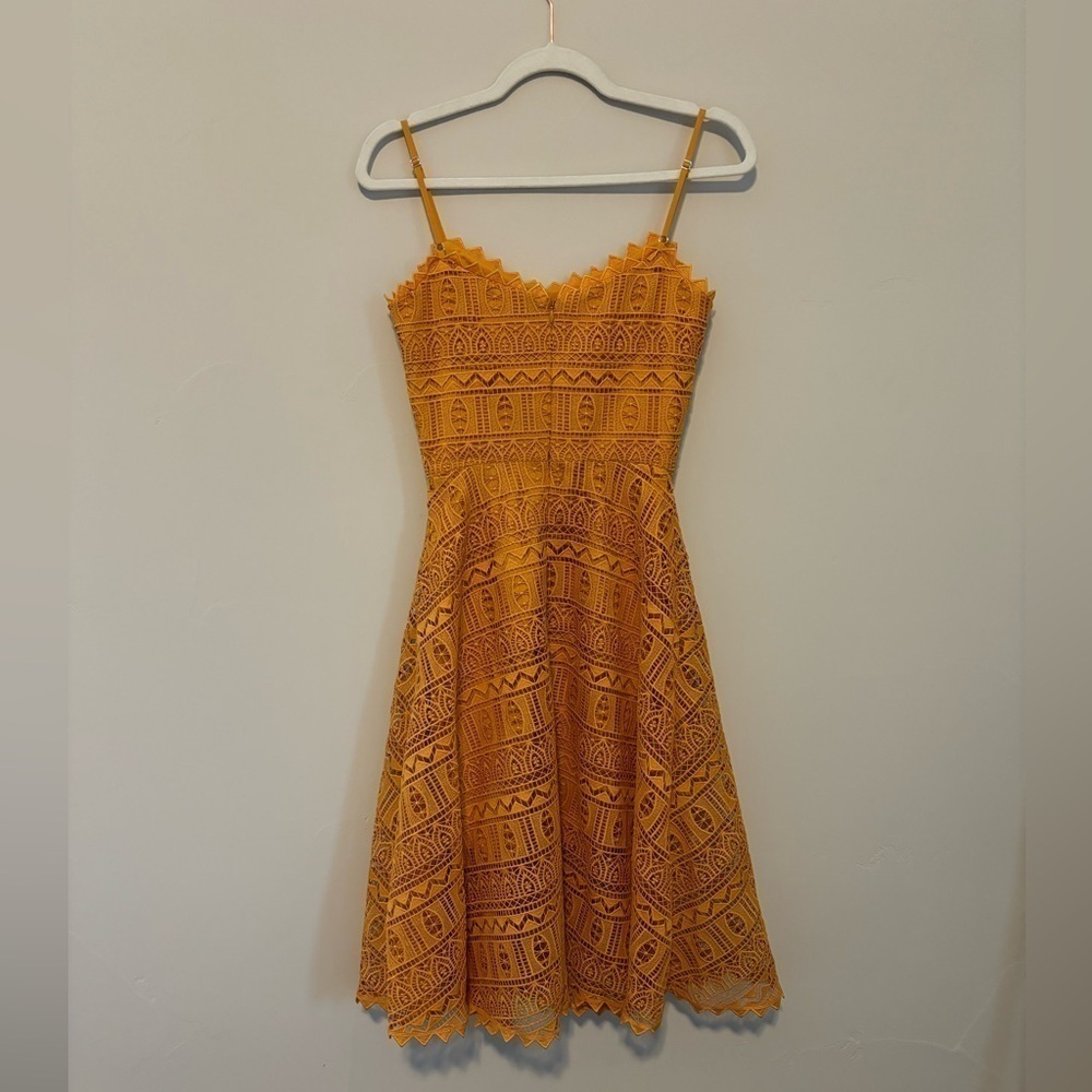 NEW | Dress the Population | Brenna Midi Dress in Honey Gold  XXS - Picture 10 of 11